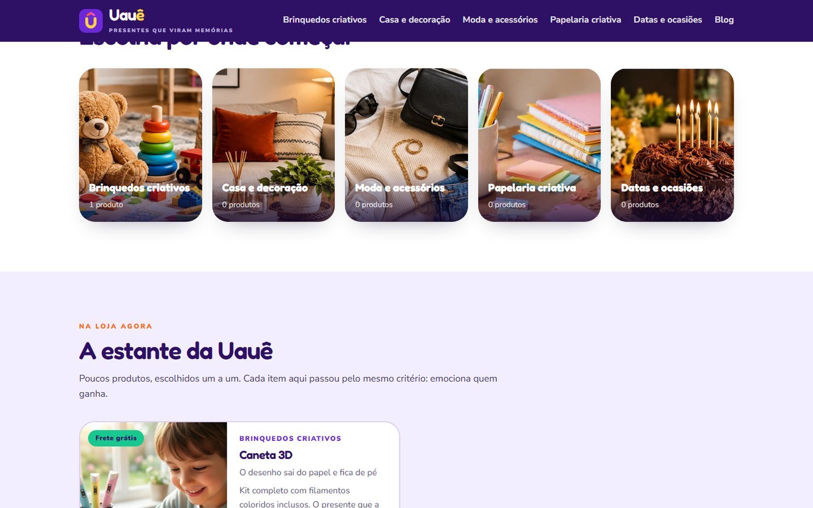 Categorias e Estante