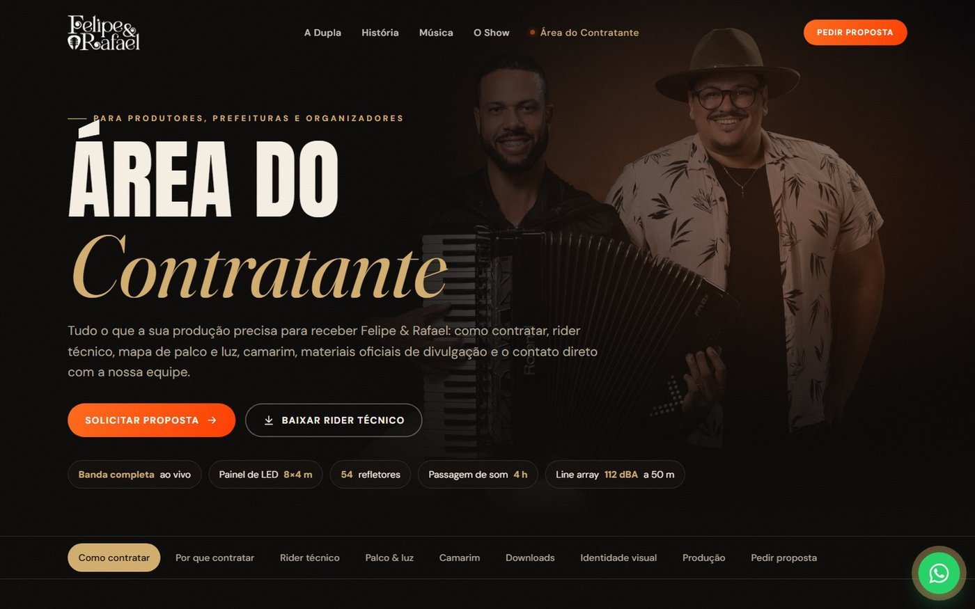 Área do Contratante de Felipe & Rafael