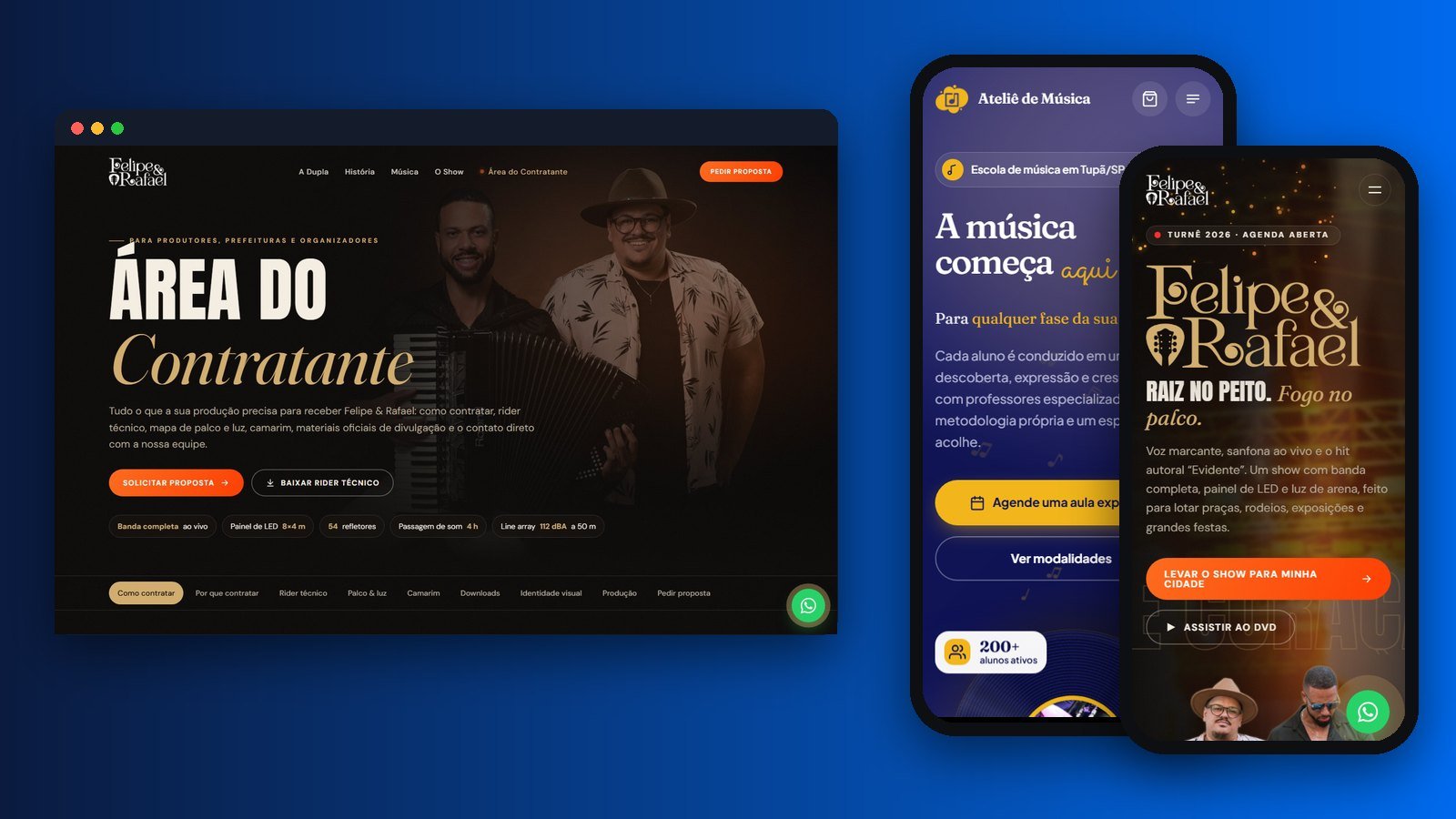 Sites do Ateliê de Música e de Felipe & Rafael